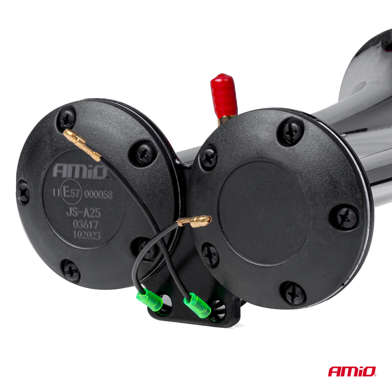 Claxon Camion de tip "goarna", dublu, bitonal, finisaj cromat, alimentare 12V - 24V, 118 dB - imagine 4