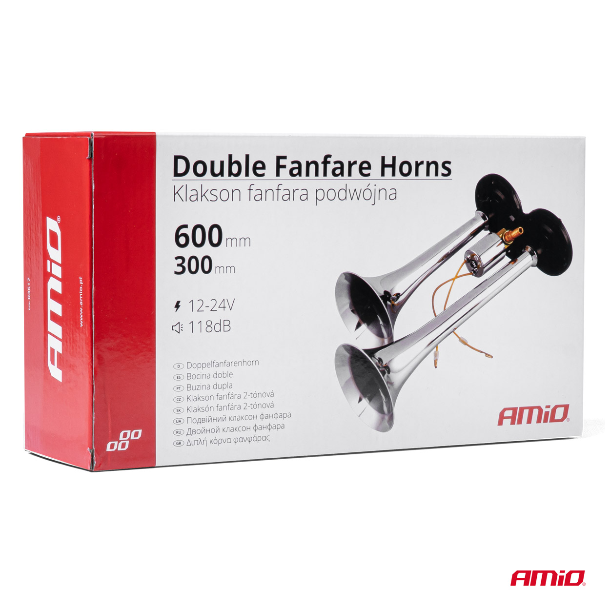 Claxon Camion de tip "goarna", dublu, bitonal, finisaj cromat, alimentare 12V - 24V, 118 dB - imagine 6