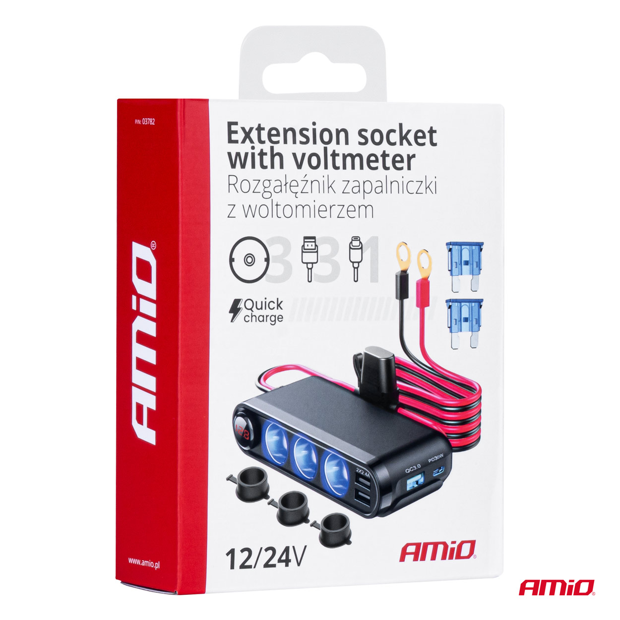 Dispozitiv Auto Premium 3in1, Splitter Bricheta, Incarcator USB/USB-C, Voltmetru Digital, alimentare 12V-24V - imagine 7