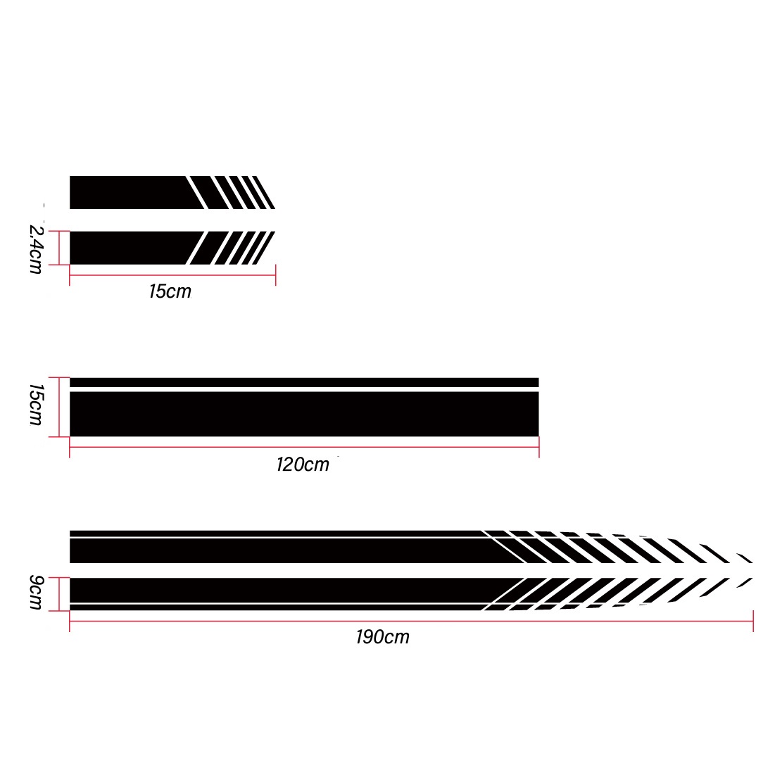 Set 5 stickere autoadezive Tuning, model "Racing Stripes V1", dimensiune 190 cm, culoare Neagra - imagine 3