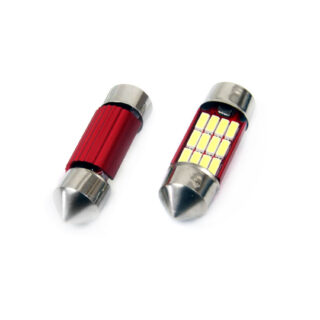 Set becuri auto cu LED CANBUS sofit compatibil C5W 12 SMD 31mm Alb 12/24V, destinat competitiilor auto sau off-road