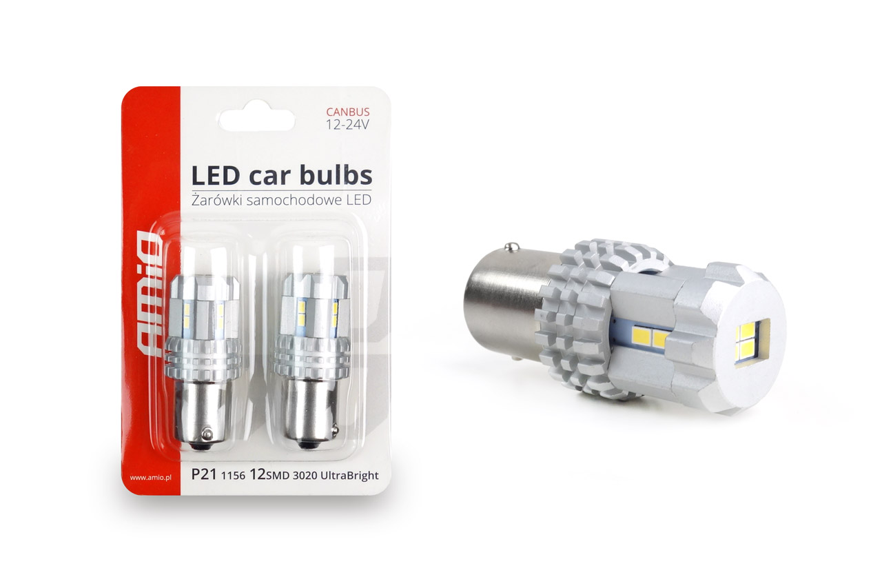 Set becuri auto cu LED CANBUS compatibil P21 R5W/R10W 22 SMD Alb 12V/24V, destinat competitiilor auto sau off-road - imagine 2