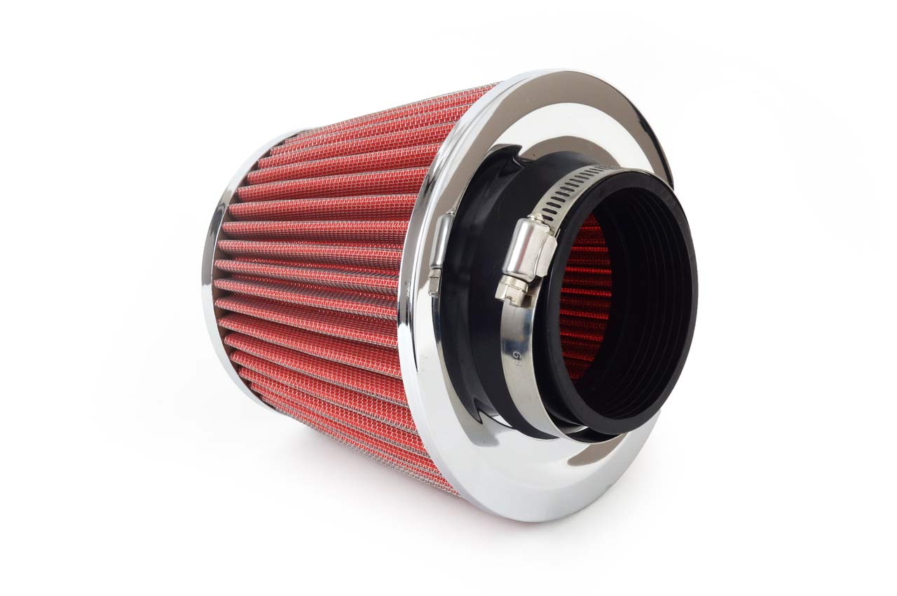 Filtru de aer conic rosu + chrome cu 3 adaptoare - imagine 2