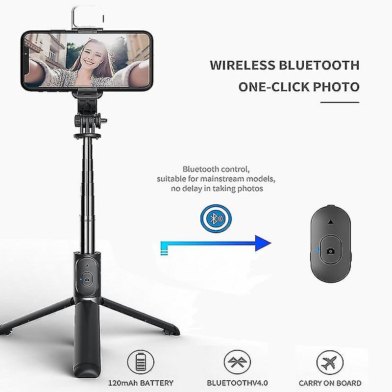 Set 3in1, Selfie Stick cu Lampa LED si Trepied, conectare Bluetooth, alimentare USB - imagine 6