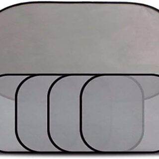 Set 5 perdele auto pentru protectie solara, universale, culoare Neagra