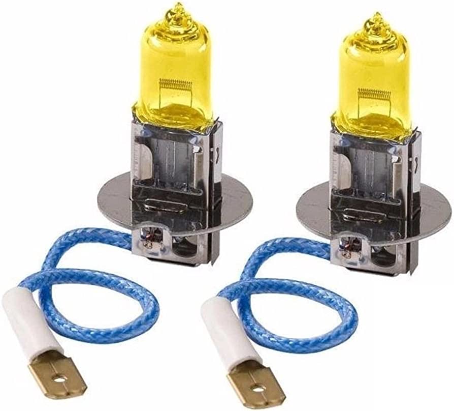 Set 2 becuri H3 pentru proiectoare de ceata, culoare galbena, 12V, 55W - imagine 2