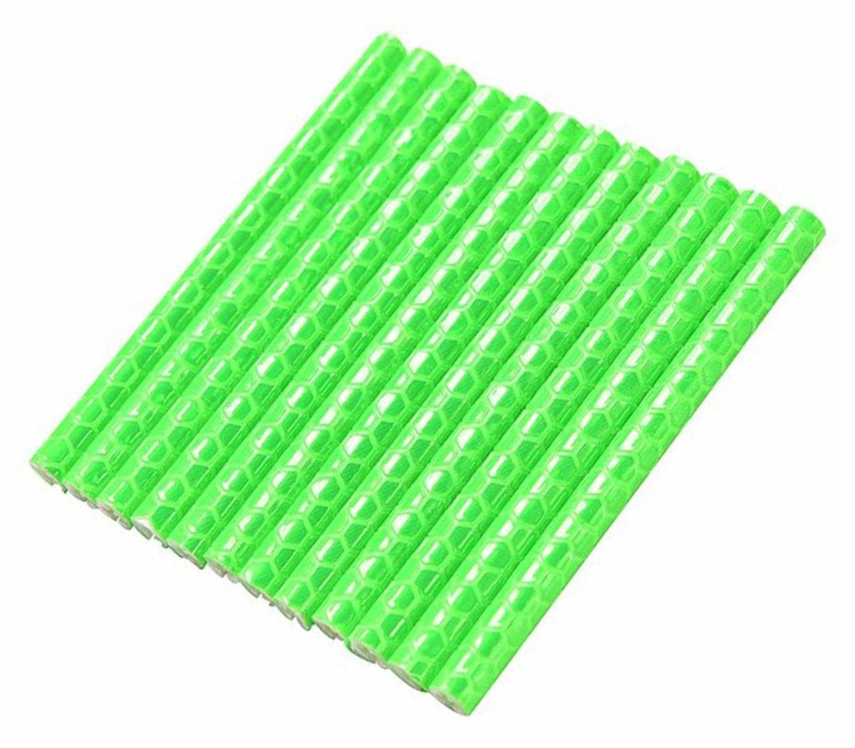 Set 12 ornamente din material reflectorizant pentru spite bicicleta, culoare verde