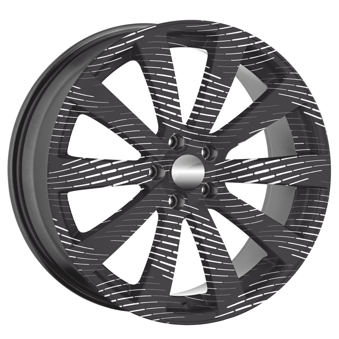 Set 4 Folii Imprimate Outdoor cu EcoSolvent, autoadezive, pentru decorarea jantelor auto, dimetru 60 cm, model FJT-23 - imagine 3