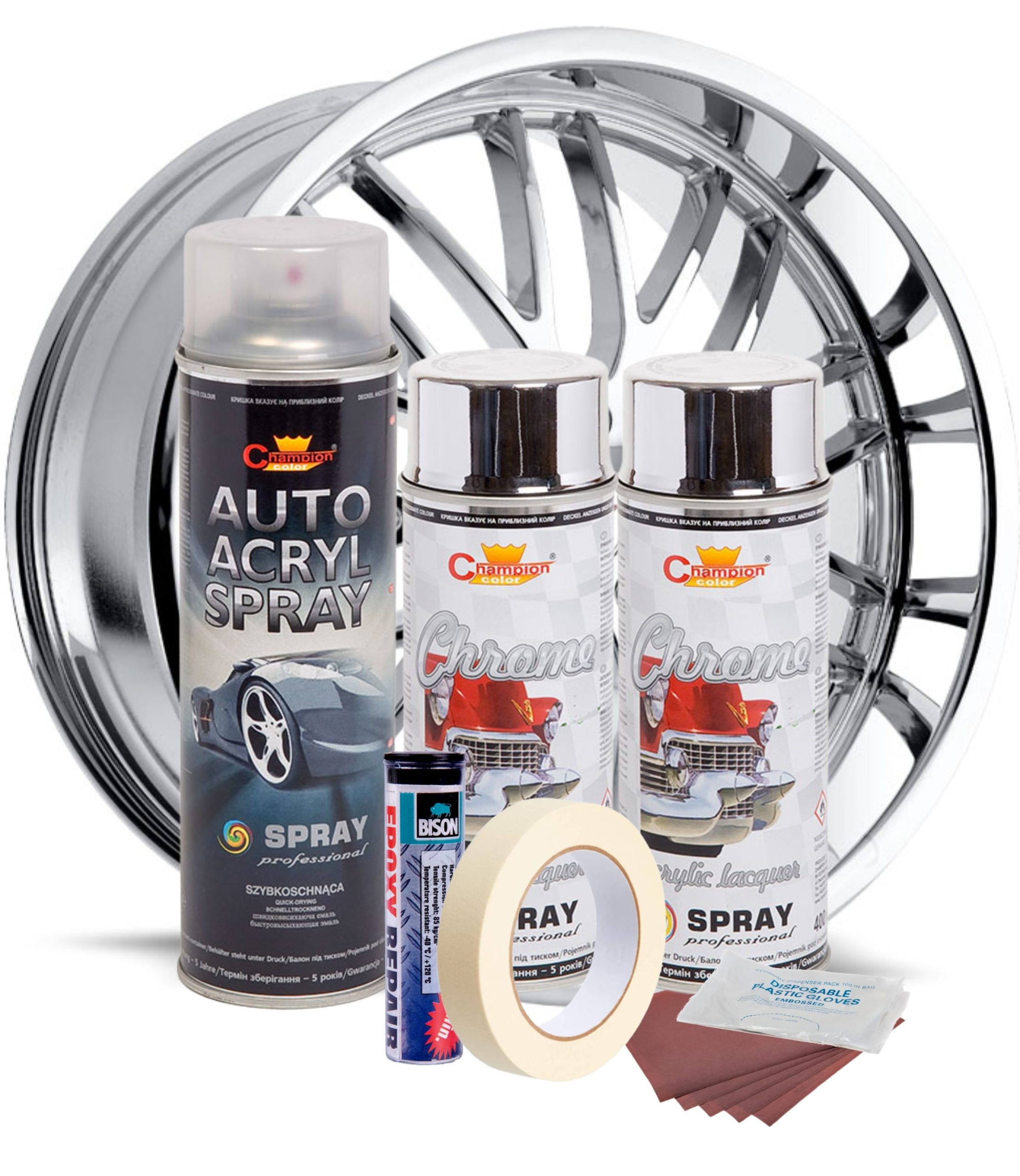 Kit complet reparatie si vopsire jante culoare Crom Metalic, V2 - imagine 2