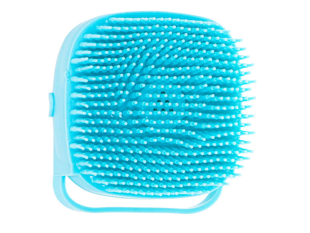Perie din silicon cu dozator de sampon pentru spalare caini sau pisici, 7,5 x 7,5 cm, culoare albastra - imagine 5
