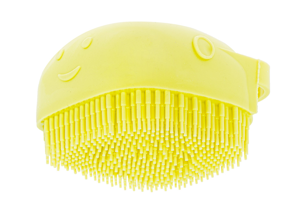 Perie din silicon cu dozator de sampon pentru spalare caini sau pisici, 7,5 x 7,5 cm, culoare galben - imagine 5