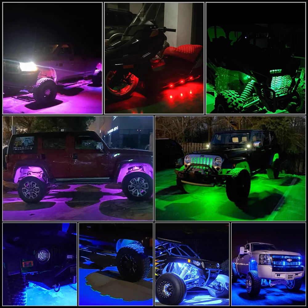 Kit 4 Lumini Ambientale RGB, model "ROCK LIGHT" cu telecomanda si aplicatie telefon, destinate Off-Road, ATV, SSV - imagine 2
