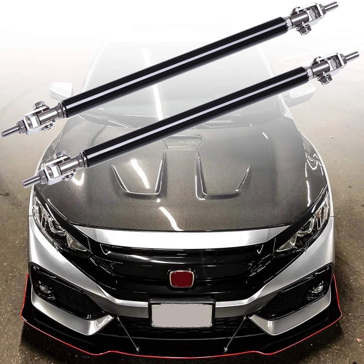 Set 2 Tije din Aluminiu reglabile pentru Consolidare Spoiler, lungime 10cm, IMITATIE CARBON - imagine 2