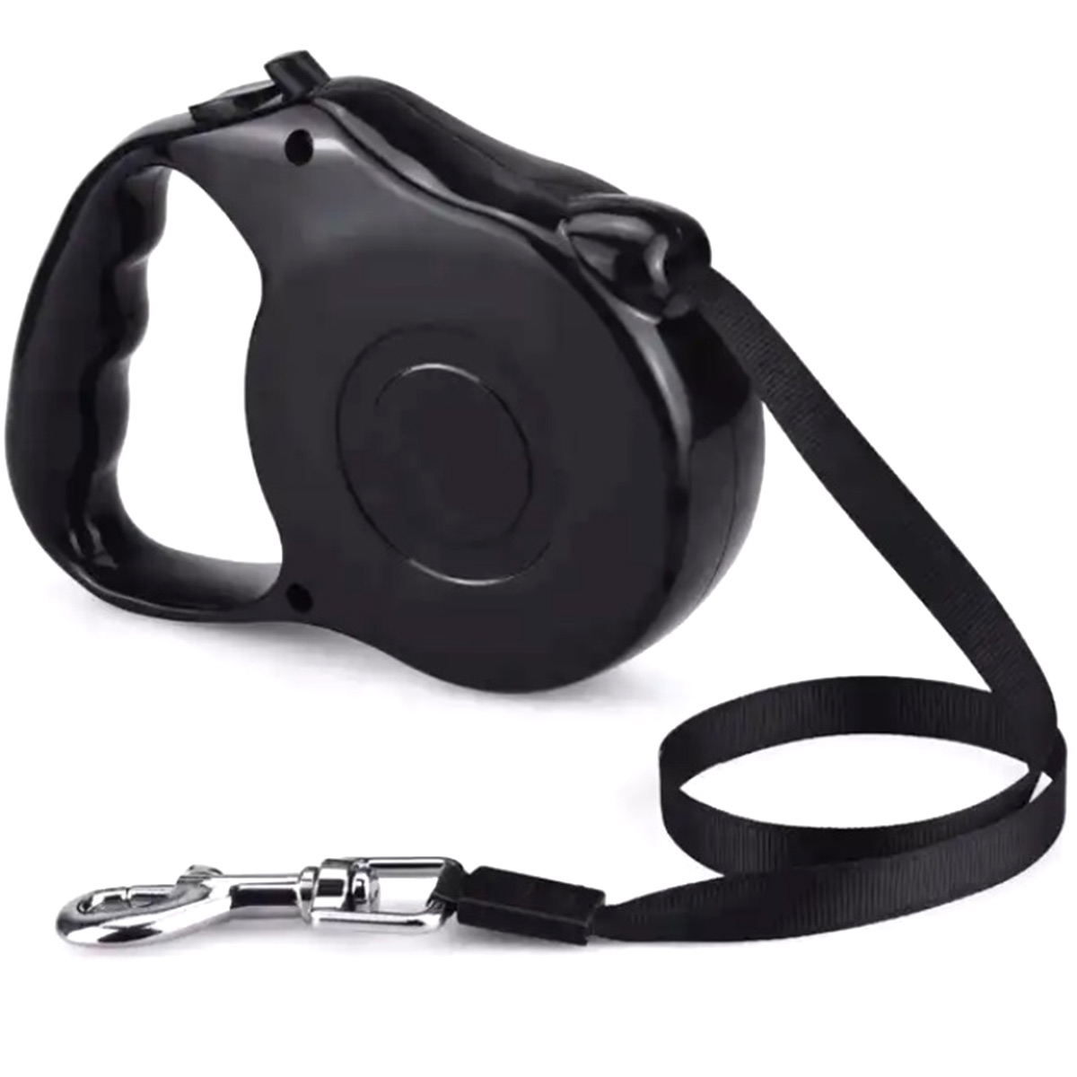Lesa Retractabila Automata cu carabina pentru caini, lungime sfoara 5m, culoare Neagra - imagine 2