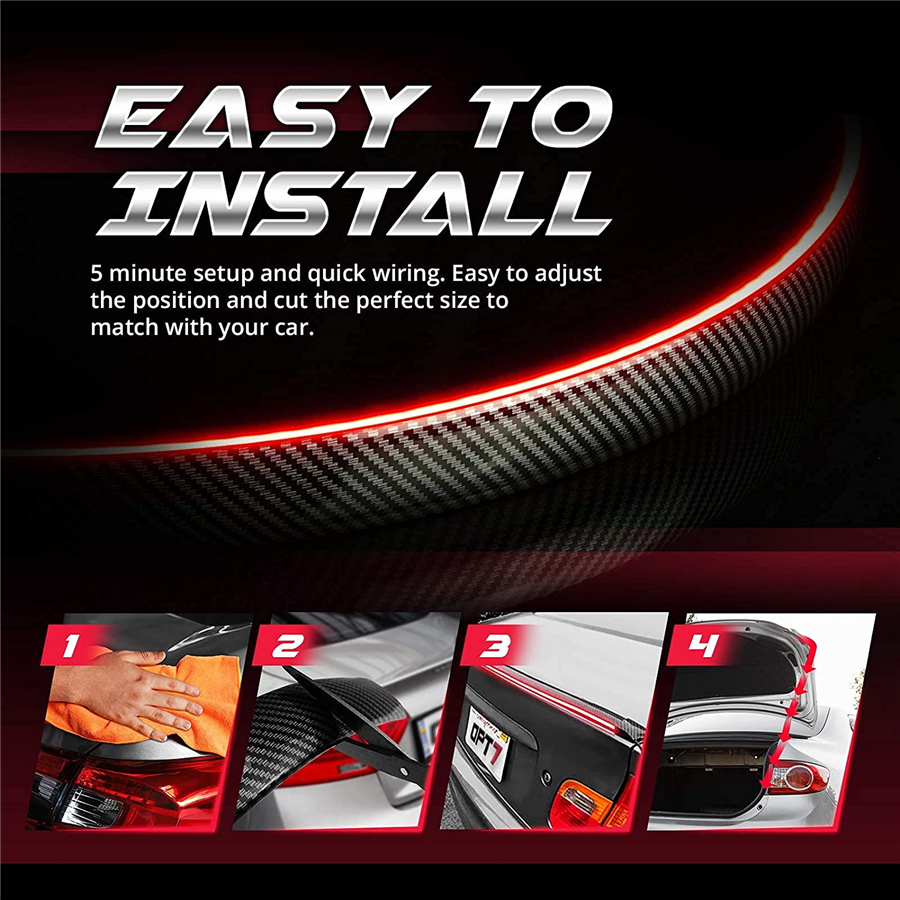Eleron auto cu lampa stop frana suplimentara pentru autoturisme, 12V, 120cm, Carbon - imagine 11