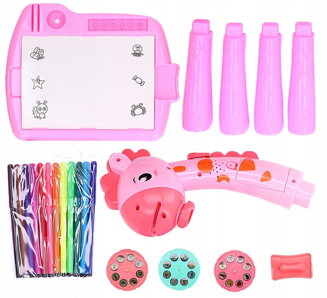 Masa Muzicala de Desen pentru copii cu Proiector, model Girafa, culoare Roz, 24 imagini, AVX-WT-222-2-PINK-GIRAFFE - imagine 3