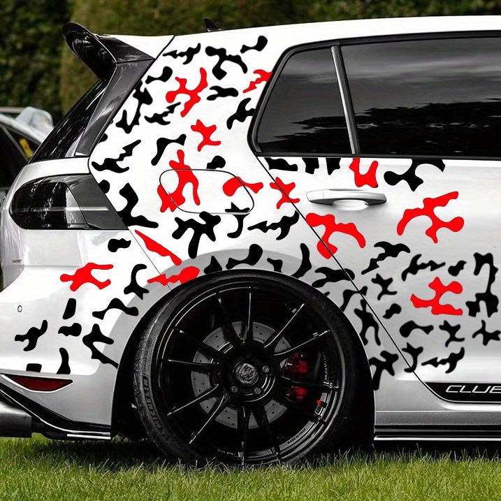 Set 2 stickere autoadezive Tuning in doua culori, model "Paint Stains", dimensiune 97 x 47 cm, culoare Negru + Rosu - imagine 2