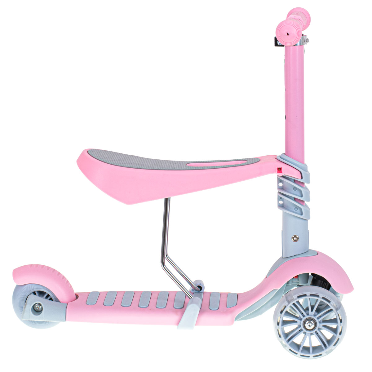 Tricicleta + Trotineta + Skateboard (3in1) roti iluminate LED - ROZ - imagine 2