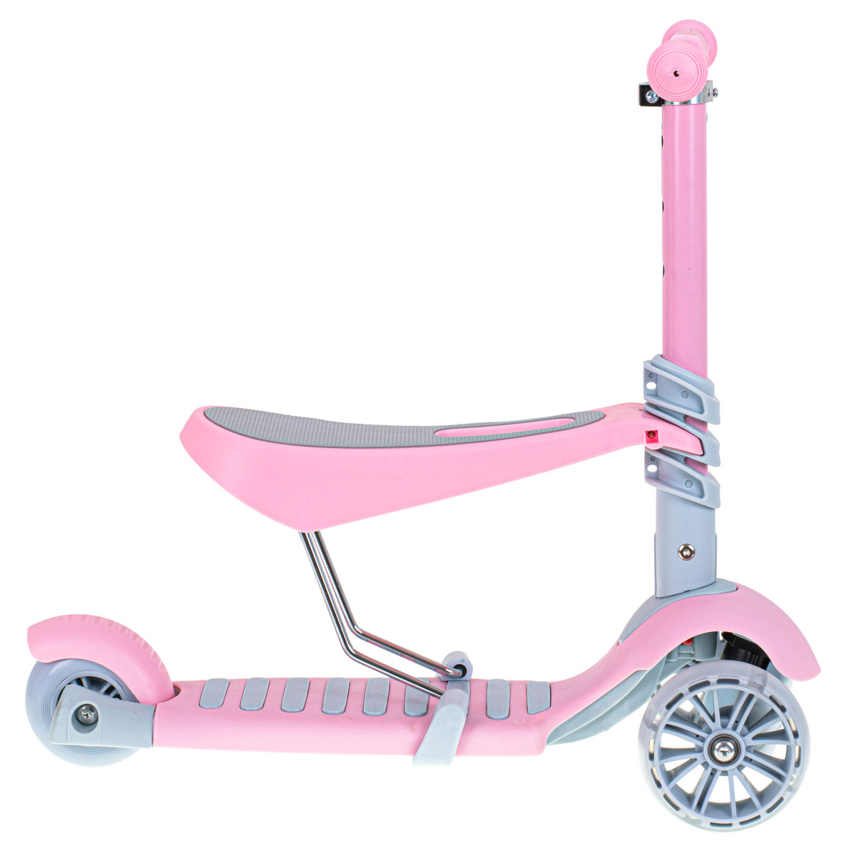 Tricicleta + Trotineta + Skateboard (3in1) roti iluminate LED - ROZ - imagine 3