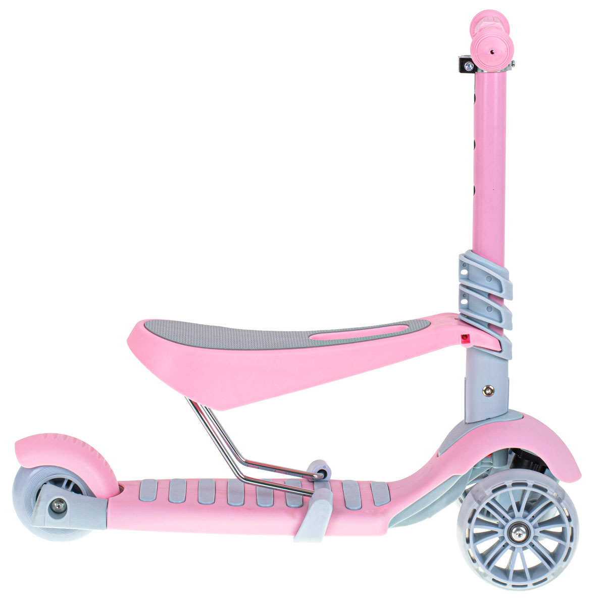 Tricicleta + Trotineta + Skateboard (3in1) roti iluminate LED - ROZ - imagine 4