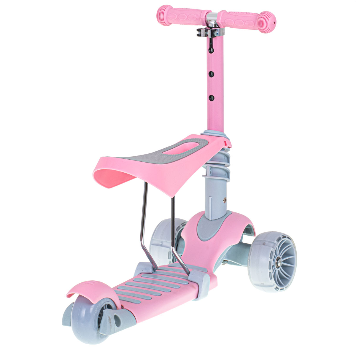 Tricicleta + Trotineta + Skateboard (3in1) roti iluminate LED - ROZ - imagine 6