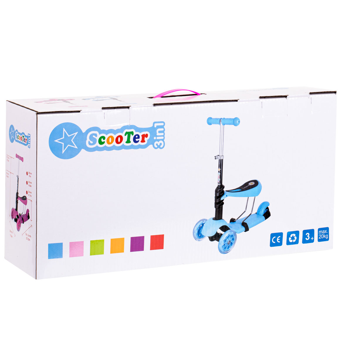 Tricicleta + Trotineta + Skateboard (3in1) roti iluminate LED - ROZ - imagine 13