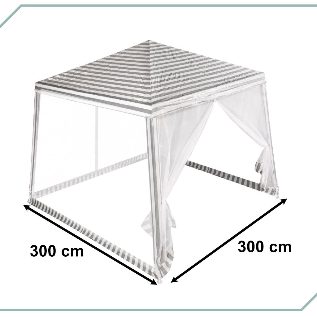 Pavilion de gradina, cort pentru petreceri, foișor cu plasa de tantari, culoare alb/verde, dimensiune 3 x 3 m - imagine 4