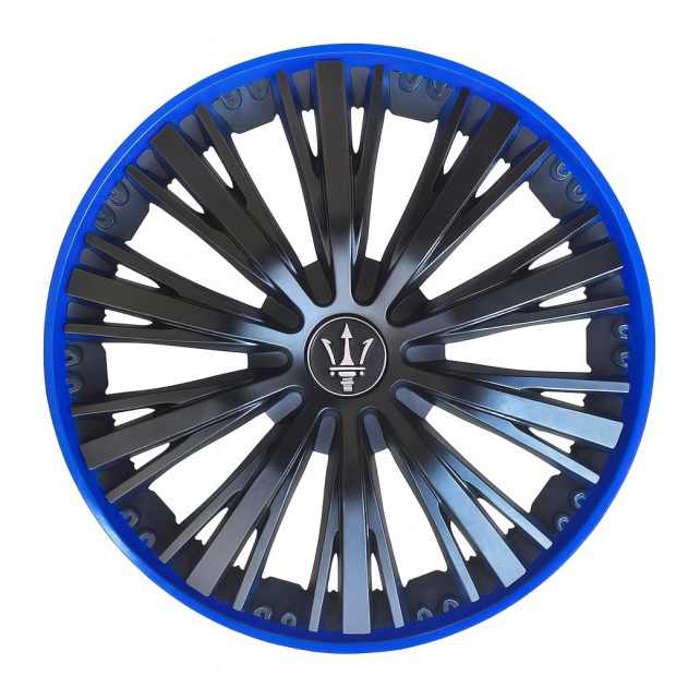 Set 4 capace roti VELAR Pulse Blue, design Sport cu accente albastre, ABS rezistent, Universal, pentru jante R15